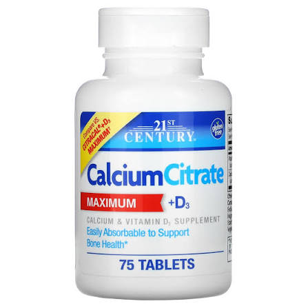 21st Century Calcium Citrate +D3 75 tablets