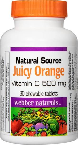 WEBBER NATUREL JUICY ORANGE VITAMIN C 500MG 30 CHWABLE TABLETS